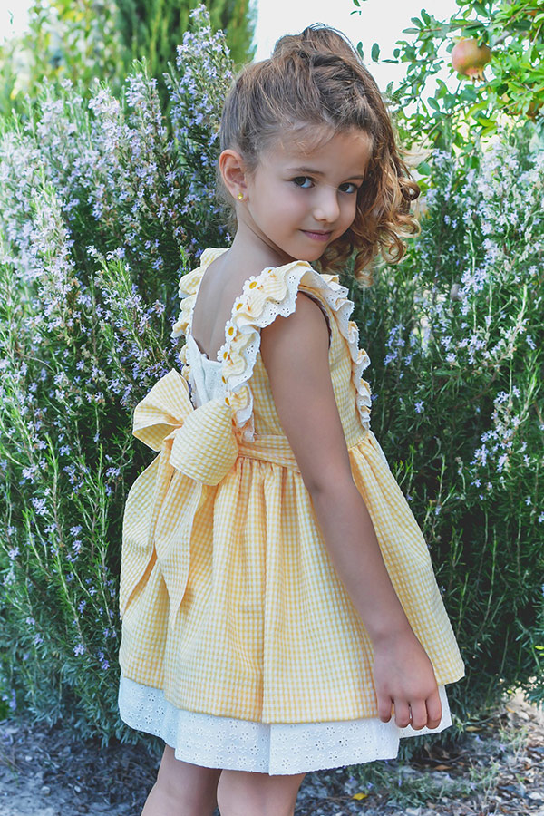 Vestido 403720. Vestidos ni a de margaritas en amarillo primvaera